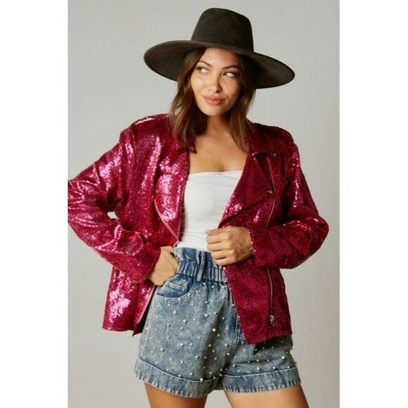 Pearly Girly Era Pearl Paperbag Shorts in Denim - Picture 2 of 7